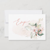 Invitation Elégant Ombre Blush Roses bleu rose, Repas RSVP (Dos)