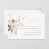 Invitation Elégant Ombre Blush Roses bleu rose, Repas RSVP (Devant / Derrière)