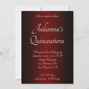 Invitation Elégant Ombre Quinceañera noir et bordeaux