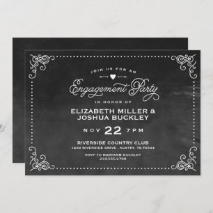Invitation Elegant Ombre Vintage Script Engagement Party