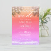 Invitation Elégant On Fait Sunset Tropical Palm Beach Mariage (Debout devant)