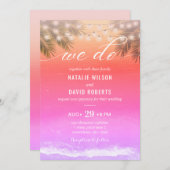 Invitation Elégant On Fait Sunset Tropical Palm Beach Mariage (Devant / Derrière)