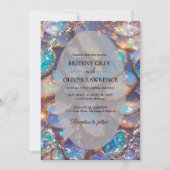 Invitation Élégant Opal moderne pierre et désherbage de parti (Devant)