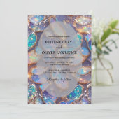 Invitation Élégant Opal moderne pierre et désherbage de parti (Debout devant)