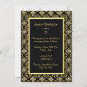 Invitation Élégant Or, 17e Anniversaire de Diamond Gem (Dos)