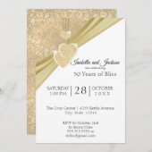 Invitation Élégant Or 50e Anniversaire (Devant / Derrière)