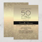 Invitation Elégant Or 50e Anniversaire (Devant / Derrière)