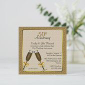 Invitation Élégant Or 50e Anniversaire de Mariage (Debout devant)
