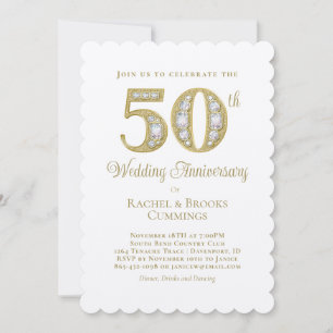 Invitation Élégant Or 50e Anniversaire de Mariage