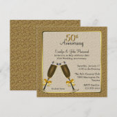 Invitation Élégant Or 50ème Anniversaire de Mariage (Devant / Derrière)