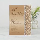 Invitation Élégant Or 85e Anniversaire (Debout devant)