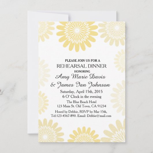 Invitation Elégant or abstrait dîner de répétition florale po (Devant)