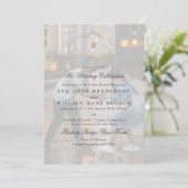 Invitation élégant or antique monogramme photo mariage (Debout devant)