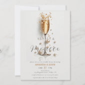 Invitation Elégant or Aquarelle Prosecco Petals Mariage (Devant)