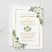 Invitation Elégant or Aquarelle Vert Blanc Floral Mariage (Devant)