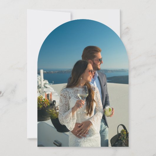 Invitation Elégant or Arc Italien Carrelage bleu citron Maria (Dos)