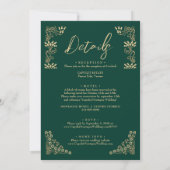 Invitation Elégant or Art Déco sur vert All In One mariage (Dos)