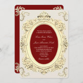 Invitation Elégant or baroque et Mariage bourguignon (Devant / Derrière)