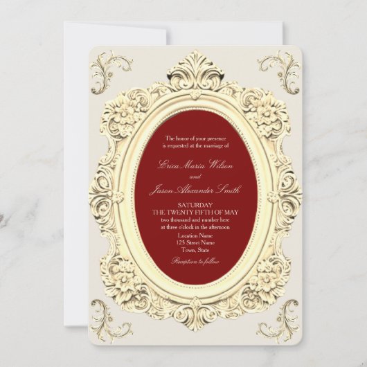 Invitation Elégant or baroque et Mariage bourguignon (Devant)