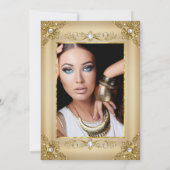 Invitation Elégant or Beige Pearl Photo Anniversaire (Dos)