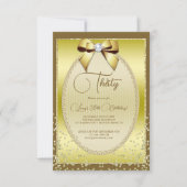 Invitation Elégant or bijoux Bow & Confetti Anniversaire (Devant)
