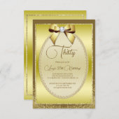 Invitation Elégant or bijoux Bow & Parties scintillant Annive (Devant / Derrière)