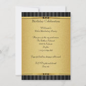 Invitation Elégant or Black Metal Look Anniversaire fête 2 (Dos)