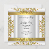 Invitation Élégant Or Blanc 50ème Anniversaire de Mariage (Dos)