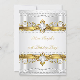 Invitation Élégant Or Blanc Argent Perle Soie Anniversaire