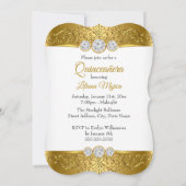 Invitation Élégant or blanc diamant glamour Quinceanera (Dos)