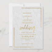 Invitation Elégant or blanc Mariage de dentelle fleurie franç (Devant)