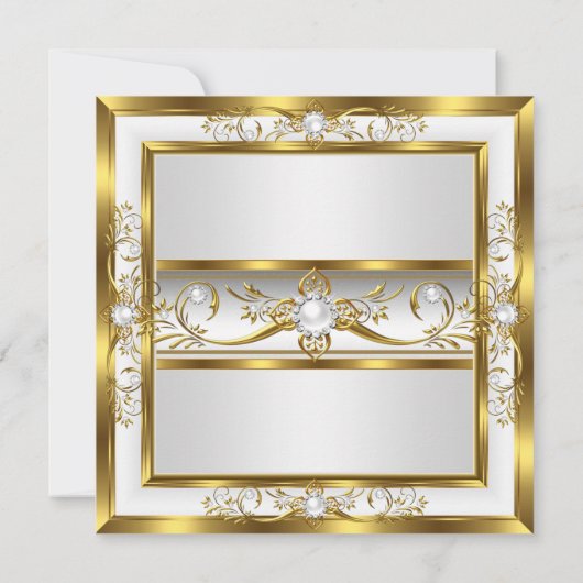 Invitation Elégant or blanc perle photo Anniversaire fête 2 (Dos)