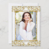 Invitation Elégant or blanc perle photo fête d'anniversaire (Dos)