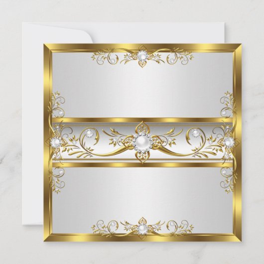 Invitation Elégant or blanc perle photo fête d'anniversaire (Dos)