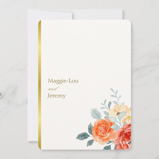 Invitation Élégant or Blush Floral Script Mariage (Dos)