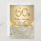 Invitation Élégant or bow diamant 60e anniversaire (Devant)
