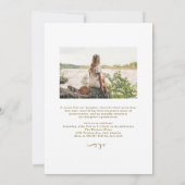 Invitation Élégant Or Calligraphie Photo Graduation (Dos)