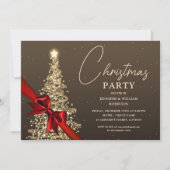 Invitation Élégant or chatoyant Noël Arbre vacances (Devant)