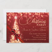 Invitation Élégant or chatoyant Xmas arbre de vacances vert (Devant)