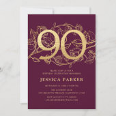 Invitation Elégant or de Bourgogne 90e anniversaire (Devant)