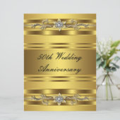 Invitation Élégant Or Doré 50e Anniversaire de Mariage (Debout devant)