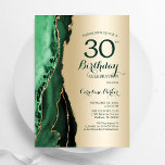 Invitation Elégant Or Emerald Green Agate 30e anniversaire<br><div class="desc">Émeraude vert et or agate 30e anniversaire invitation de fête. Design élégant et moderne avec aquarelle agate marbre arrière - plan,  fausse parties scintillant or et typographie script de police. Carte invitation branchée parfaite pour une célébration anniversaire féminine élégante. Invitations Zazzle imprimées ou téléchargement instantané modèle imprimable numérique.</div>
