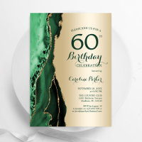 Elégant Or Emerald Green Agate 60e anniversaire