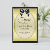 Invitation Elégant or, et Black Jewel Bow Anniversaire (Debout devant)