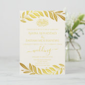 Invitation Elégant or et blanc Mariage islamique (Debout devant)