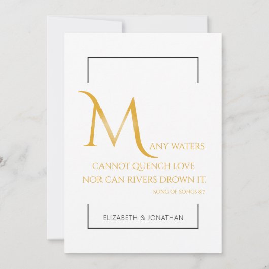 Invitation Élégant Or et écriture noire Mariage religieux (Dos)