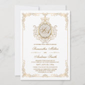 Invitation Elégant or et Mariage blanc (Devant)