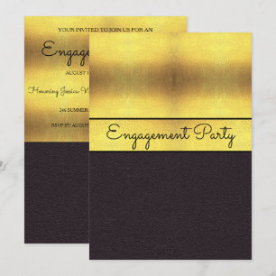 Invitation Élégant or et noir Engagement