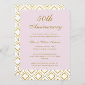 Invitation Élégant Or et Rose 50e Anniversaire de Mariage (Devant / Derrière)