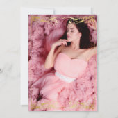 Invitation Elégant or et rose doux 16 couronne Anniversaire P (Dos)